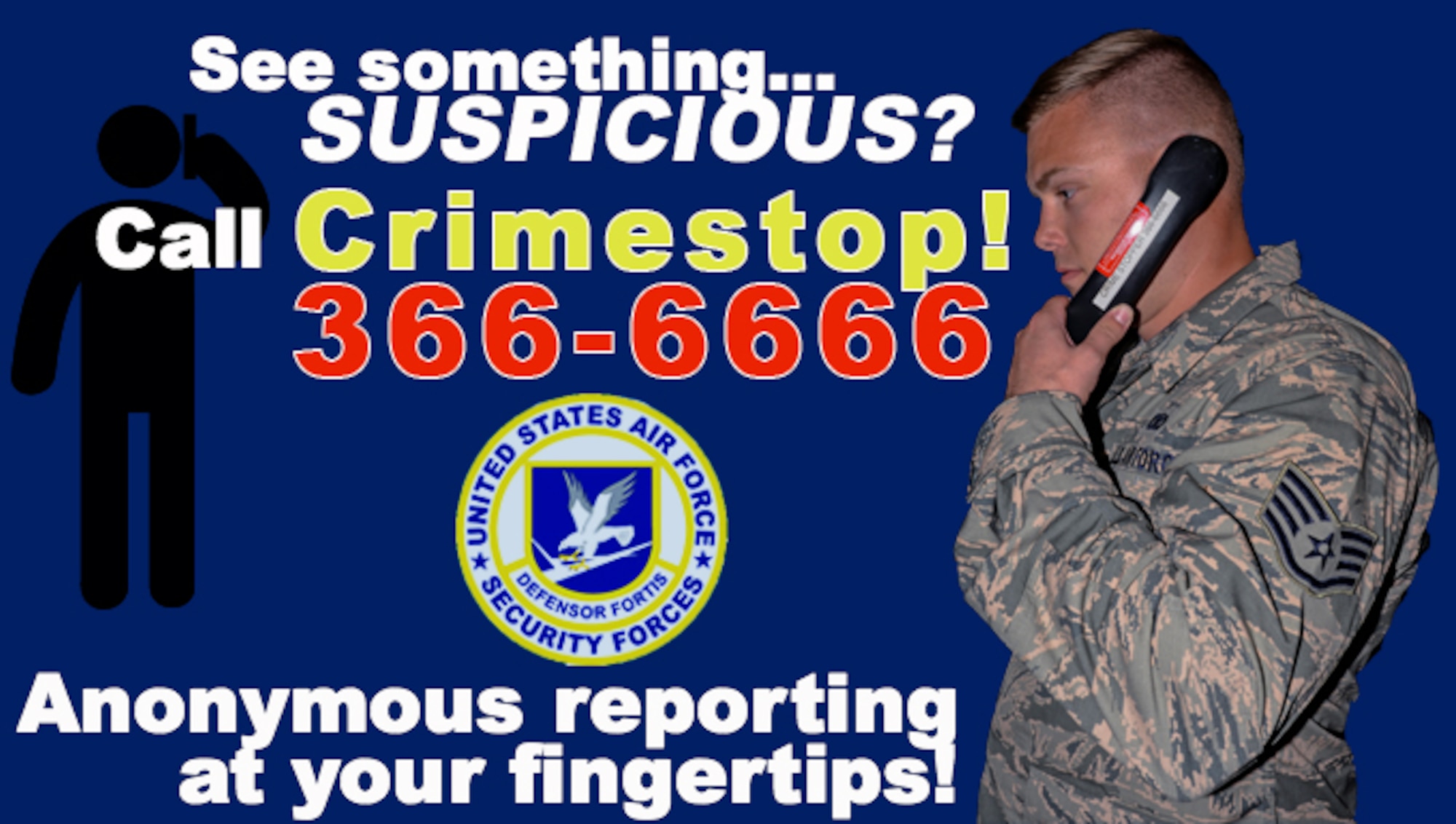 Andersen Air Force Base 36th Security Forces Squadron implemented an anonymous tipline system for servicemembers and their families to report suspicious activity both on and off base involving any service members. (U.S. Air Force Graphic by Senior Airman Alexa Ann Henderson)