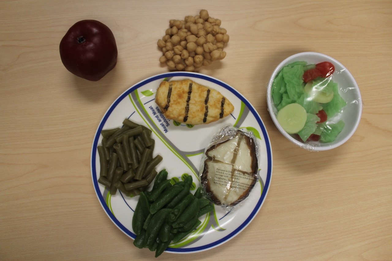 The United States Department of Agriculture recommends each meal should include whole grains, lean protein and half of your plate should be vegetables and fruits.  A simple first step toward healthier eating can start with incorporating more fruits and vegetables to your diet. (U.S. Air Force Photo/Stacey Geiger)