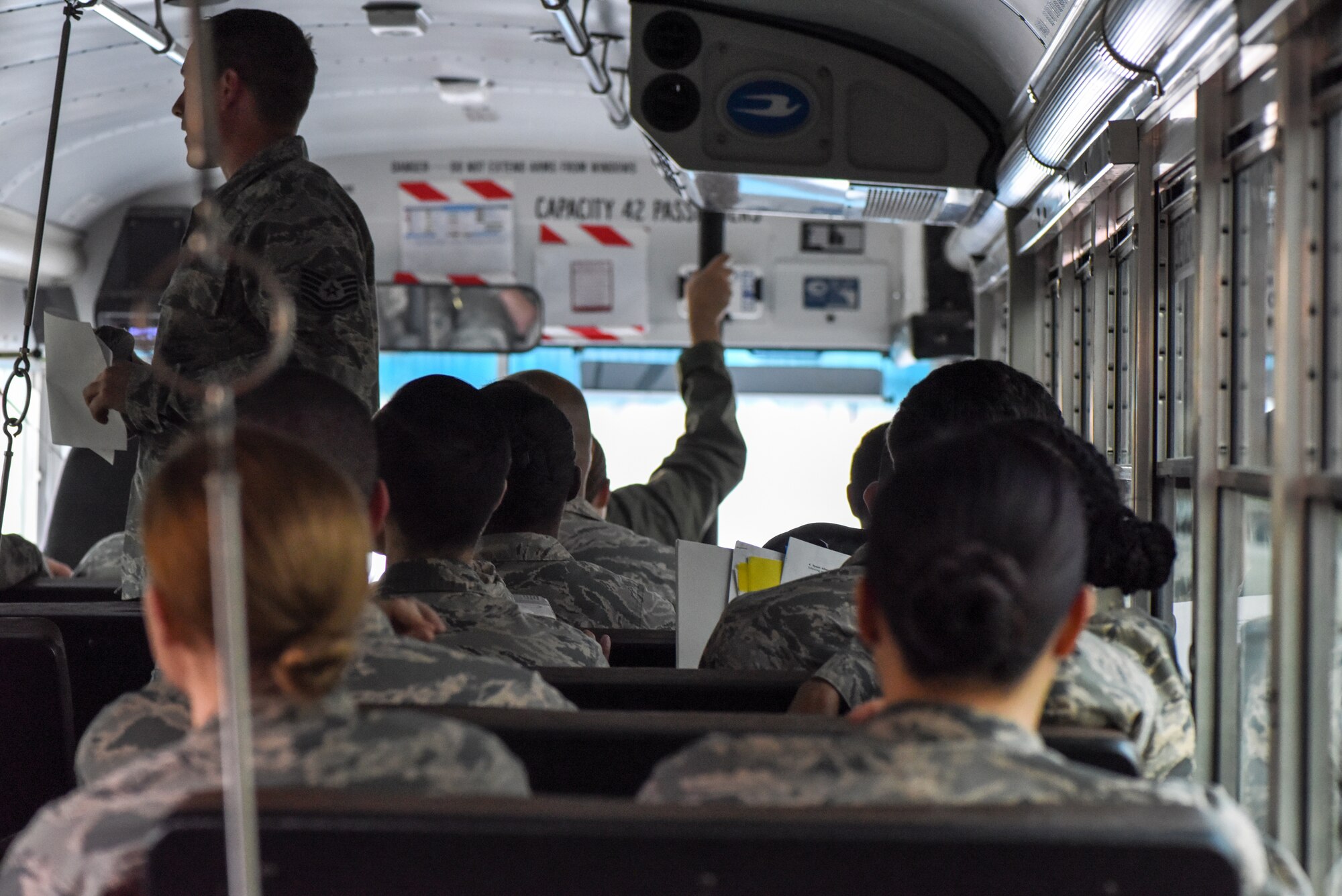 U.S. Air Force Airmen assigned to the 39th Medical Group participate in a contingency medical exercise at Incirlik Air Base, Turkey, Feb. 16, 2018. During the exercise, Airmen were shuttled to a temporary medical facility and evaluated on the capabilities of the medical contingency response plan disaster teams. (U.S. Air Force photo by Airman 1st Class Octavius Thompson)