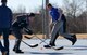 Members of Team Whiteman participate in the first extramural hockey practice at Whiteman Air Force Base, Mo., Feb. 17, 2018. Currently, the Whiteman Fitness Center does not have hockey listed as an intramural sport, but the members hope to raise enough interest to begin building teams within each squadron and host tournaments. (U.S. Air Force photo by Staff Sgt. Danielle Quilla)