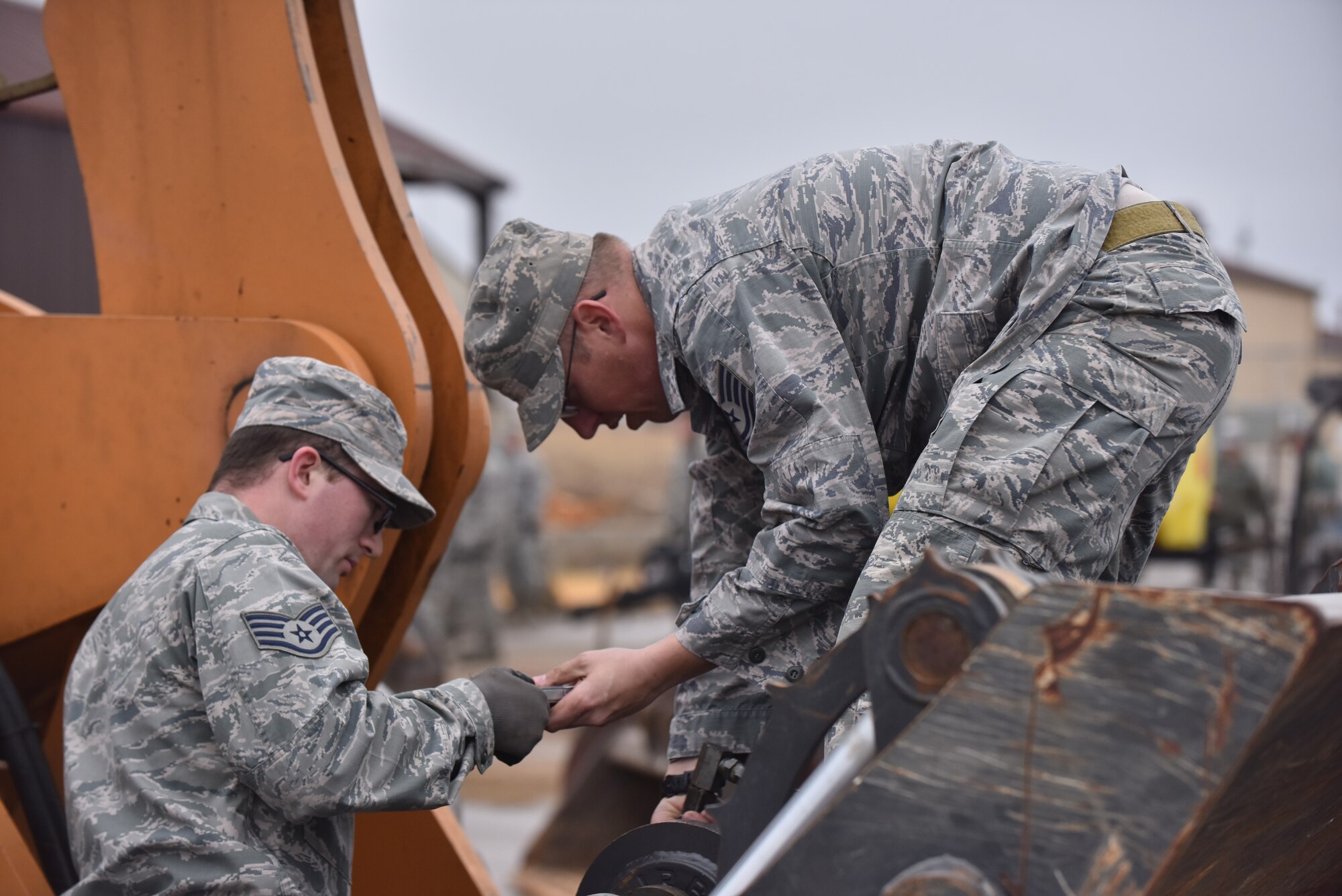 Members of the 509th Civil Engineer Squadron are trained to operate large vehicles Feb. 14 , 2017, at Whiteman Air Force Base, Mo.
