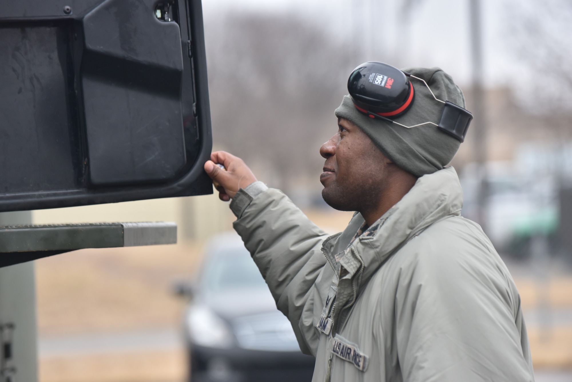 Members of the 509th Civil Engineer Squadron are trained to operate large vehicles Feb. 14 , 2017, at Whiteman Air Force Base, Mo.