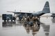 Members of the 123rd Airlift Wing board a C-130 Hercules aircraft at the Kentucky Air National Guard Base in Louisville, Ky., Feb. 23, 2018, prior to deploying to the Persian Gulf region. The Airmen will spend four months flying troops and cargo across the U.S. Central Command area of responsibility, which Includes Iraq, Afghanistan and northern Africa.