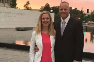 Coast Guard veteran Alexis Courneen is pictured with another person.