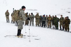 U.S., Allied, and partner-nation Soldiers from nine countries participate in the Cold Regions Military Collaborative Training Event at Arctic Valley in Joint Base Elmendorf-Richardson, Alaska, Feb. 22, 2018. The U.S. Army Alaska hosted event focused on strengthening relationships among allied and partner nations with experience operating in cold weather, and at high elevations; and set conditions for future collaboration.