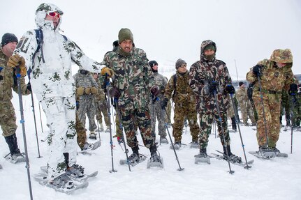 U.S., Allied, and partner-nation Soldiers from nine countries participate in the Cold Regions Military Collaborative Training Event at Arctic Valley in Joint Base Elmendorf-Richardson, Alaska, Feb. 22, 2018. The U.S. Army Alaska hosted event focused on strengthening relationships among allied and partner nations with experience operating in cold weather, and at high elevations; and set conditions for future collaboration.