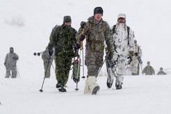 U.S., Allied, and partner-nation Soldiers from nine countries participate in the Cold Regions Military Collaborative Training Event at Arctic Valley in Joint Base Elmendorf-Richardson, Alaska, Feb. 22, 2018. The U.S. Army Alaska hosted event focused on strengthening relationships among allied and partner nations with experience operating in cold weather, and at high elevations; and set conditions for future collaboration.