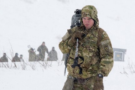 U.S., Allied, and partner-nation Soldiers from nine countries participate in the Cold Regions Military Collaborative Training Event at Arctic Valley in Joint Base Elmendorf-Richardson, Alaska, Feb. 22, 2018. The U.S. Army Alaska hosted event focused on strengthening relationships among allied and partner nations with experience operating in cold weather, and at high elevations; and set conditions for future collaboration.