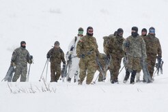 U.S., Allied, and partner-nation Soldiers from nine countries participate in the Cold Regions Military Collaborative Training Event at Arctic Valley in Joint Base Elmendorf-Richardson, Alaska, Feb. 22, 2018. The U.S. Army Alaska hosted event focused on strengthening relationships among allied and partner nations with experience operating in cold weather, and at high elevations; and set conditions for future collaboration.