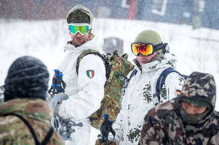 U.S., Allied, and partner-nation Soldiers from nine countries participate in the Cold Regions Military Collaborative Training Event at Arctic Valley in Joint Base Elmendorf-Richardson, Alaska, Feb. 22, 2018. The U.S. Army Alaska hosted event focused on strengthening relationships among allied and partner nations with experience operating in cold weather, and at high elevations; and set conditions for future collaboration.