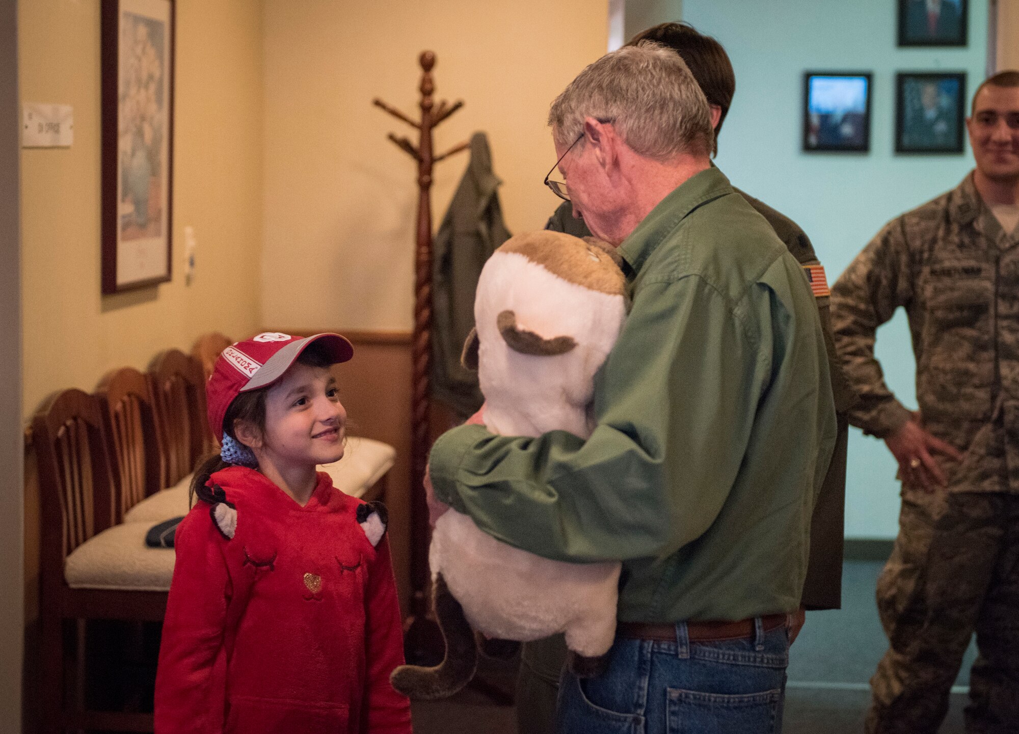 Sen. James Inhofe, R-O.K., a senior member of the Senate Armed Services Committee, interacts with the child of a service member originally from Oklahoma during a meet and greet at Yokota Air Base, Japan, Feb. 25, 2018.