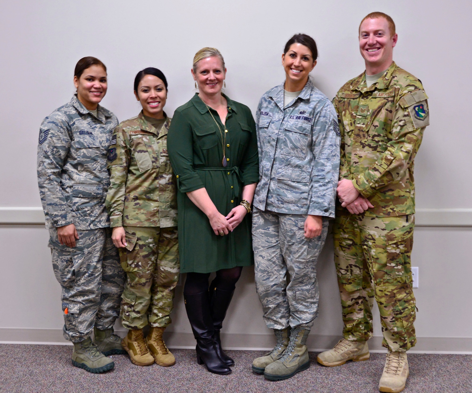 919th Special Operations Force Support Squadron's Airman and Family Readiness Center team, shown from left, includes Tech. Sgt. Rina Gatzman, Master Sgt. AnnJill Transfiguracion, Kelly Ewert, Tech. Sgt. Molly Holzem and Tech. Sgt. William Steele.