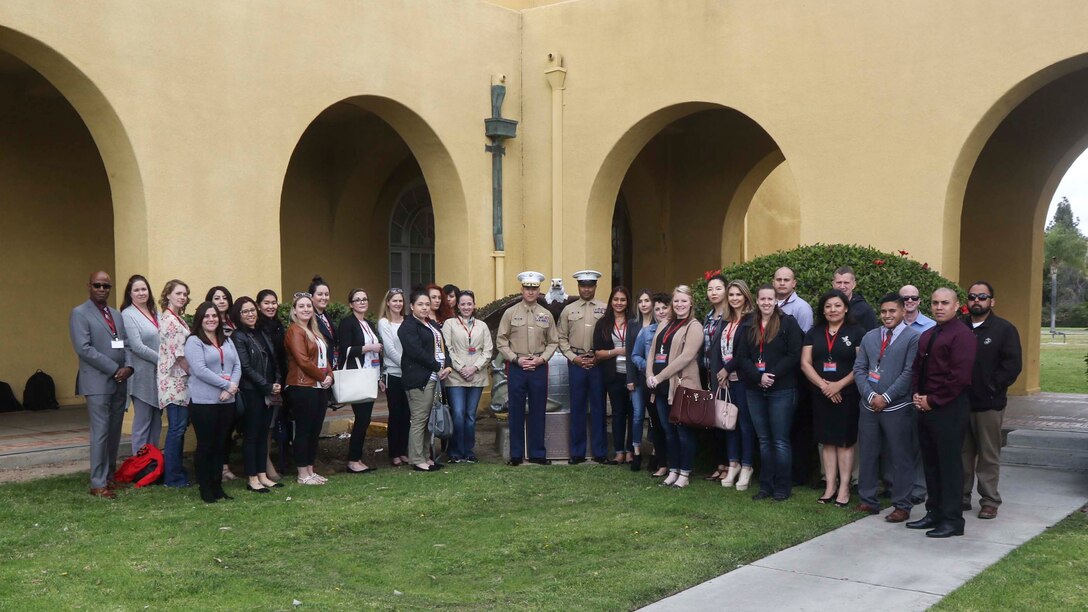 The 12th Marine Corps District conducted District Spouse Orientation Course 1-18 (DSOC) aboard Marine Corps Recruit Depot (MCRD) San Diego, Calif., Feb. 15, 2018. The DSOC provides Marines and their spouses a broad spectrum of tools to help them transition into the Marine Corps' recruiting field. The spouses came from across the district to build connections and network with fellow spouses. (U.S. Marine Corps Imagery by Cpl. Jesus McCloud)