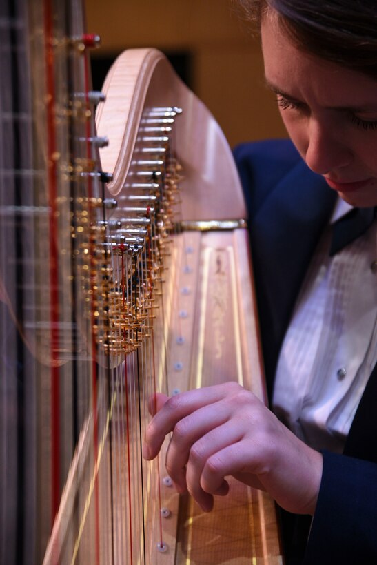 USAF Concert Band harpist tunes harp