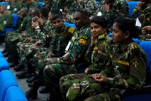 Multinational service members attend the opening ceremony of Exercise Shanti Doot 4 in Bangladesh.