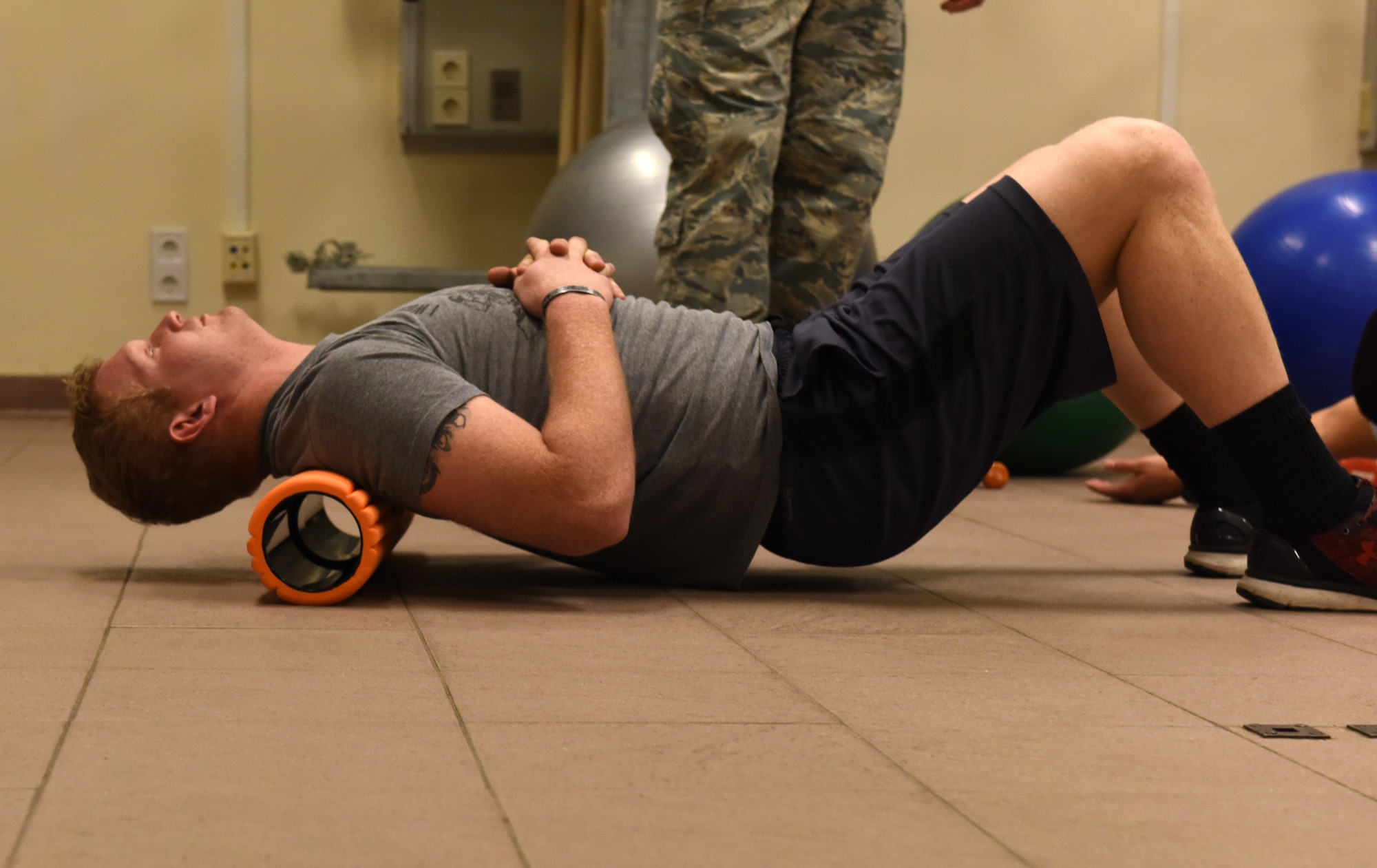Individual stretches on foam roller