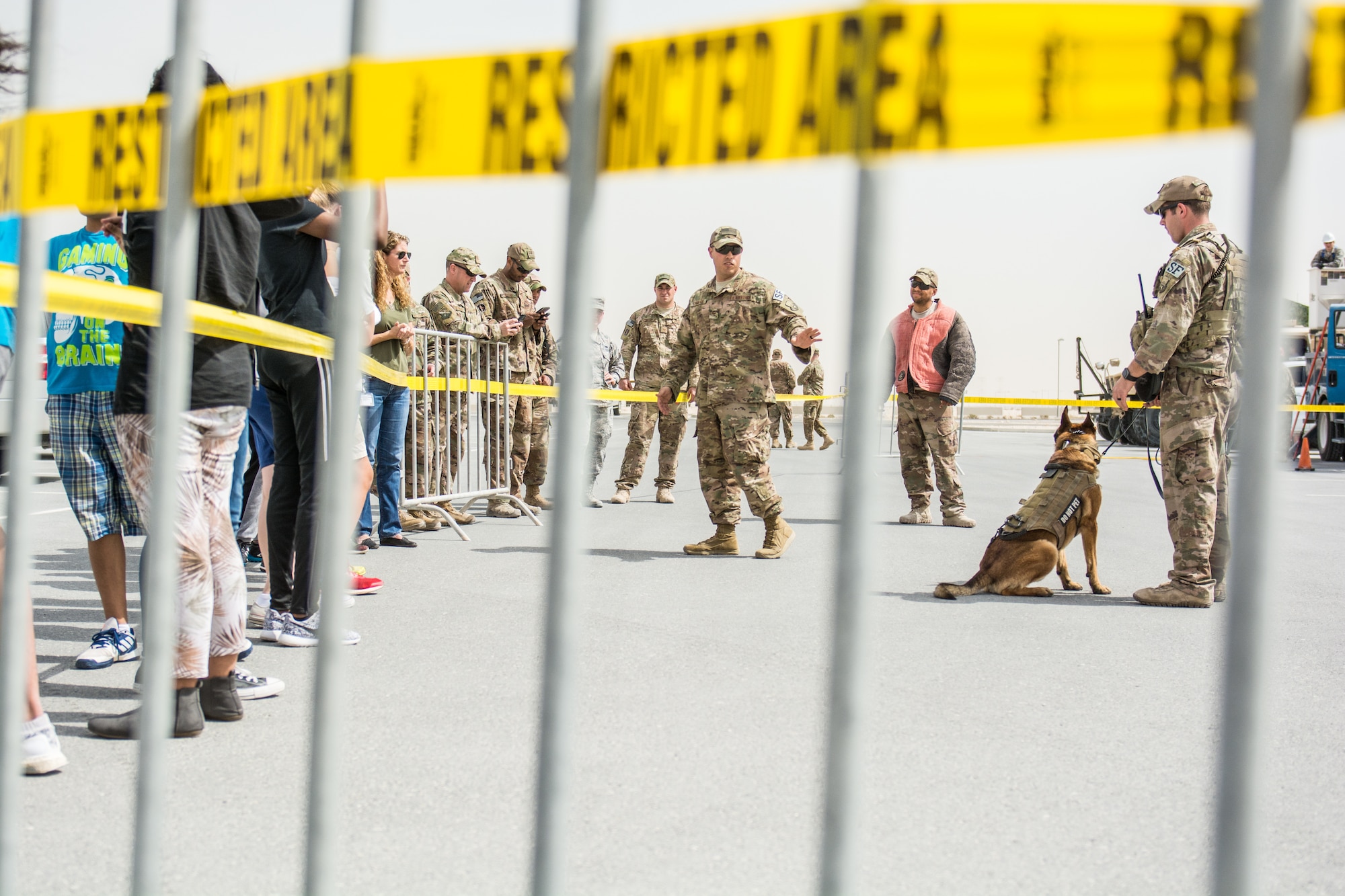 Eighth grade students learn about the mission of Al Udeid Air Base