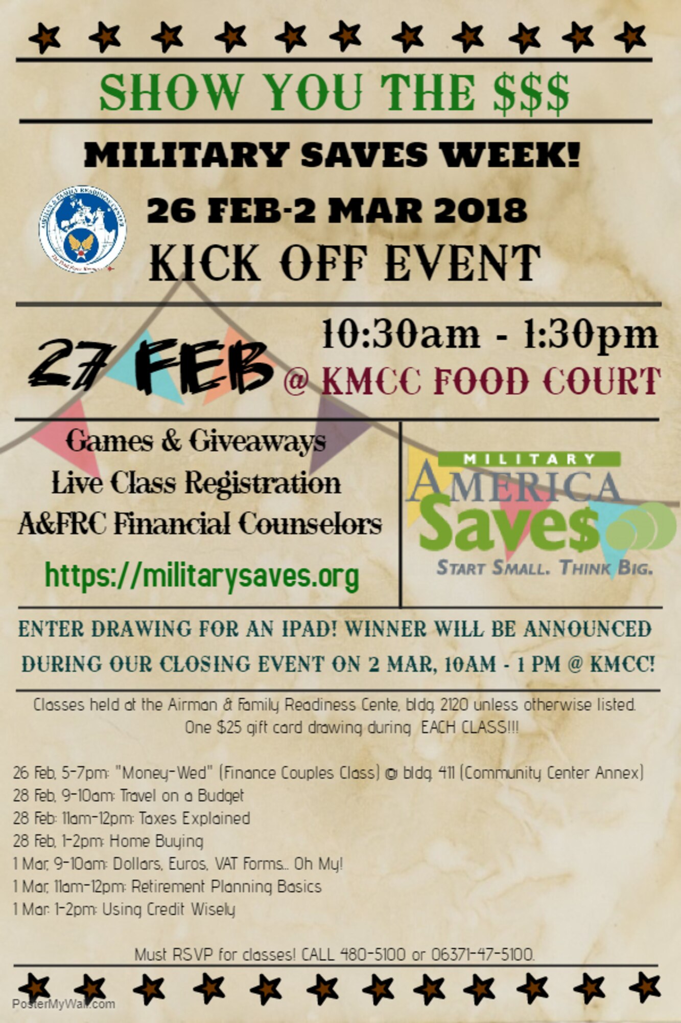The 86th Force Support Squadron Military Saves Week is an annual Department of Defense-wide program where facilitators encourage participants to take the pledge to save. (Courtesy graphic)