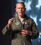 U.S. Air Force Lt. Gen. Steven Kwast, commander of Air Education and Training Command, speaks to attendees of the 2018 Air Force Association Air Warfare Symposium in Orlando, Fla., Feb. 22. During his speech, the general explained the importance of innovation for the future of the Air Force and how to develop innovators.