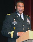 Maj. Gen. Patrick D. Sargent speaks at the Black History Month observance Feb. 23 at Joint Base San Antonio-Fort Sam Houston. Sargent is the deputy commanding general for operations, U.S. Army Medical Command, and the 18th Chief of the U.S. Army Medical Service Corps.