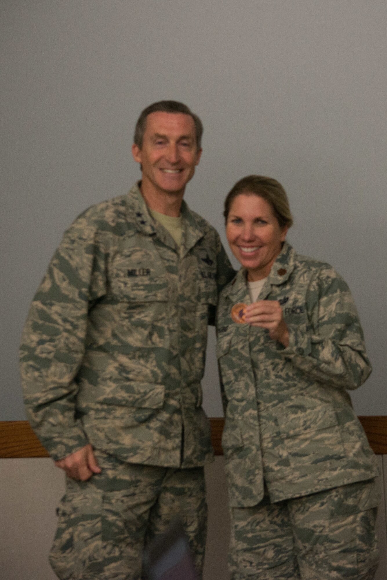 Maj. Shari Lemoine, 482nd Fighter Wing Executive Officer, received a coin from Tenth Air Force Commander, Maj. Gen. Ronald B. “Bruce” Miller in recognition of her contribution to the conference.
