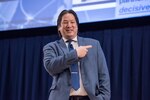 Dr. Tom Fu, director for the Ship Systems and Engineering Research Division at the Office of Naval Research, speaks about Navy Digital Twin during the National Engineers Week event Feb. 21, 2018, at Naval Surface Warfare Center, Carderock Division in West Bethesda, Md.