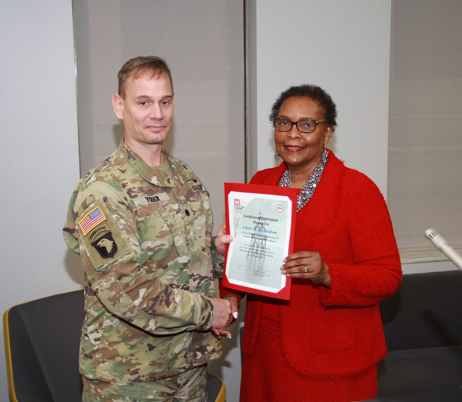 The U.S. Army Corps of Engineers, Mobile District celebrated African American / Black History Month with an observance at the district's headquarters, Feb. 27. The observance featured emotional remarks from guest speaker Chris M. Richardson, CEO of Rapid Changing Technology, music by Highly Favored Musician Kim Bolden, and a poem by Vigor High School Sophmore Isaiah Winbush.
