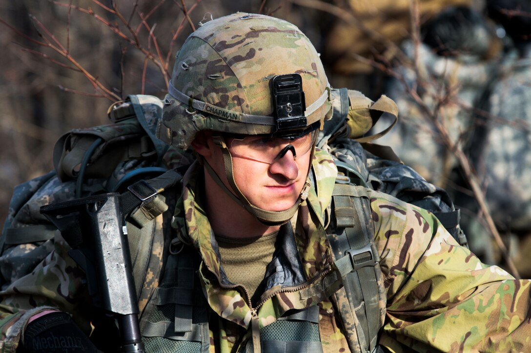 A soldier prepares to move to his follow on objective.