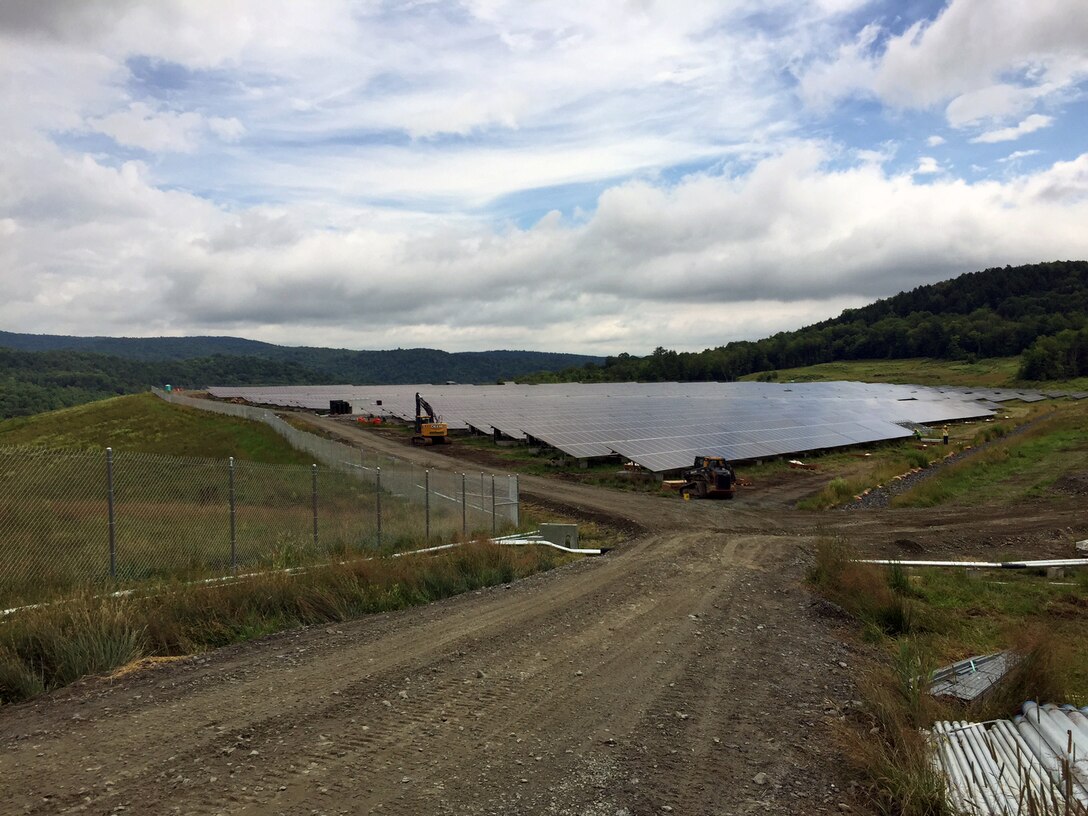 The 43-acre cap at the Elizabeth Mine  in South Stafford, Vermont has been re-utilized by a private firm for a solar array providing enough electricity for about 1,200 homes annually.