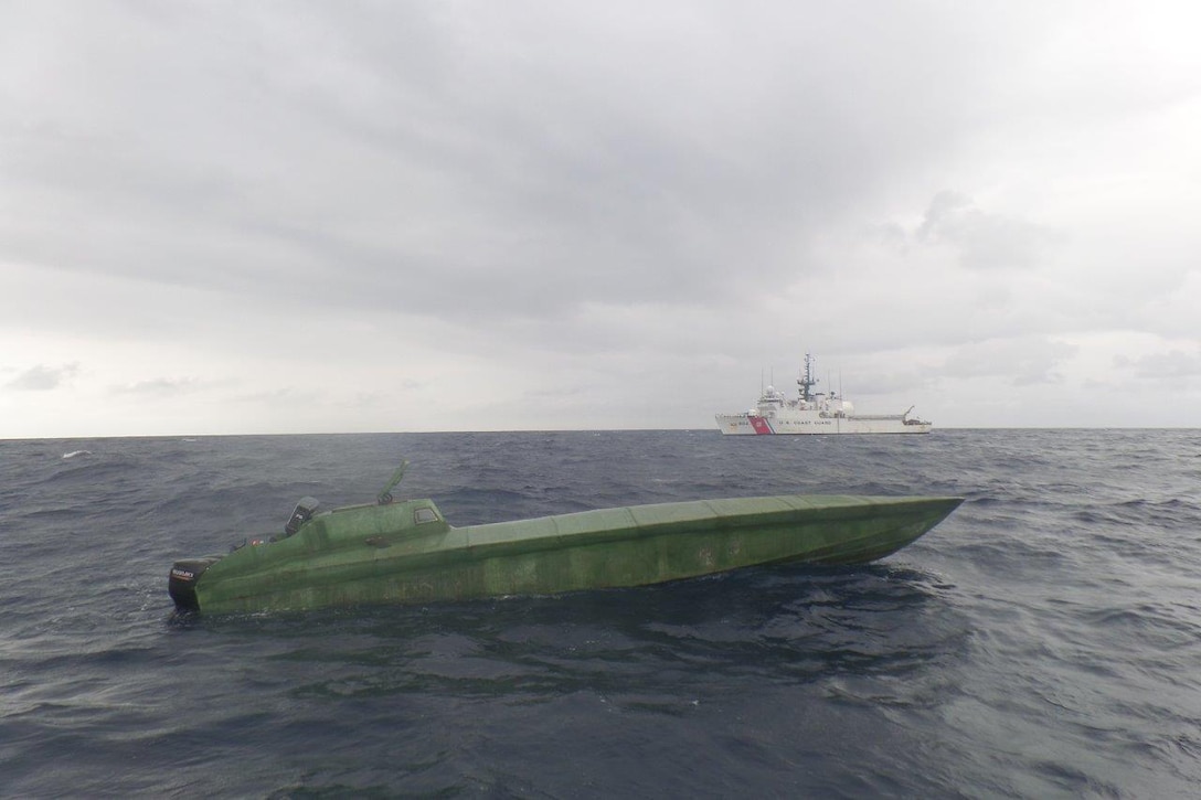 Image of U.S. Coast Guard interdiction of a drug trafficker