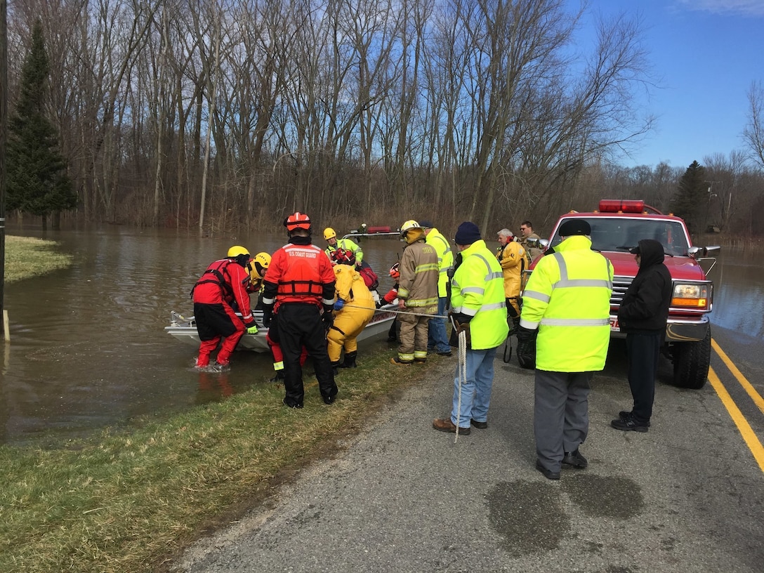 Image of U.S. Coast Guard flood response in Michigan