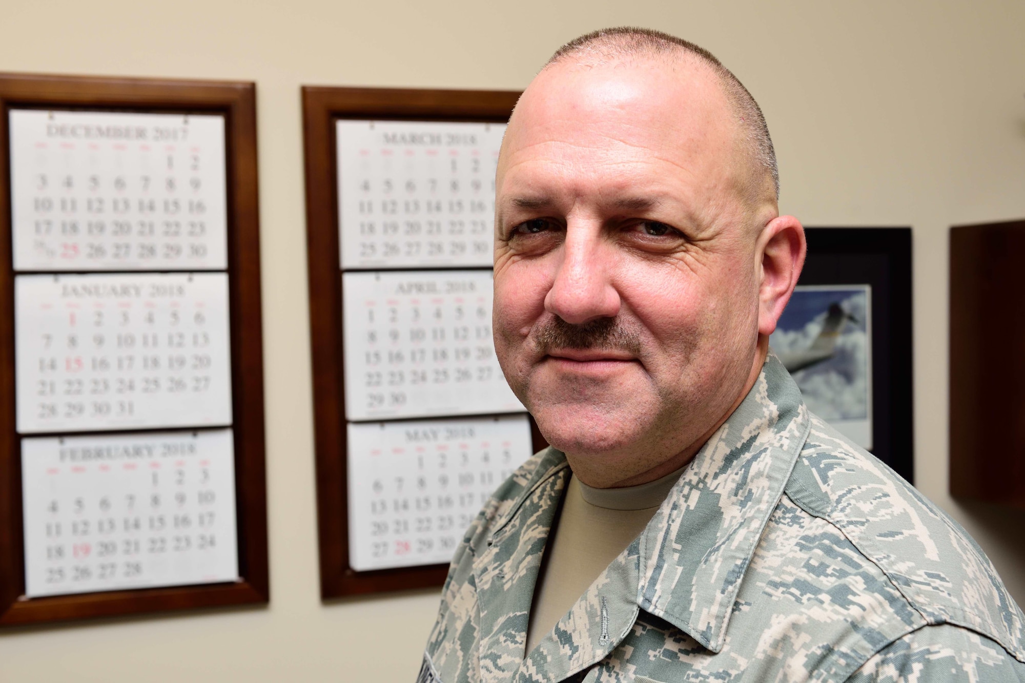 Chief Master Sgt. Monte Snyder, 403rd Maintenance Group maintenance operations superintendent and detailed as the wing process manager, poses for a photo December 19, 2017, at Keesler Air Force Base, Mississippi. On his path to becoming a chief master sergeant, Snyder attended public speaking conferences and personality assessment seminars to help him better understand himself and the people he works with, something he considers important to being an effective supervisor, leader and wingman. (U.S. Air Force photo by Tech. Sgt. Ryan Labadens)