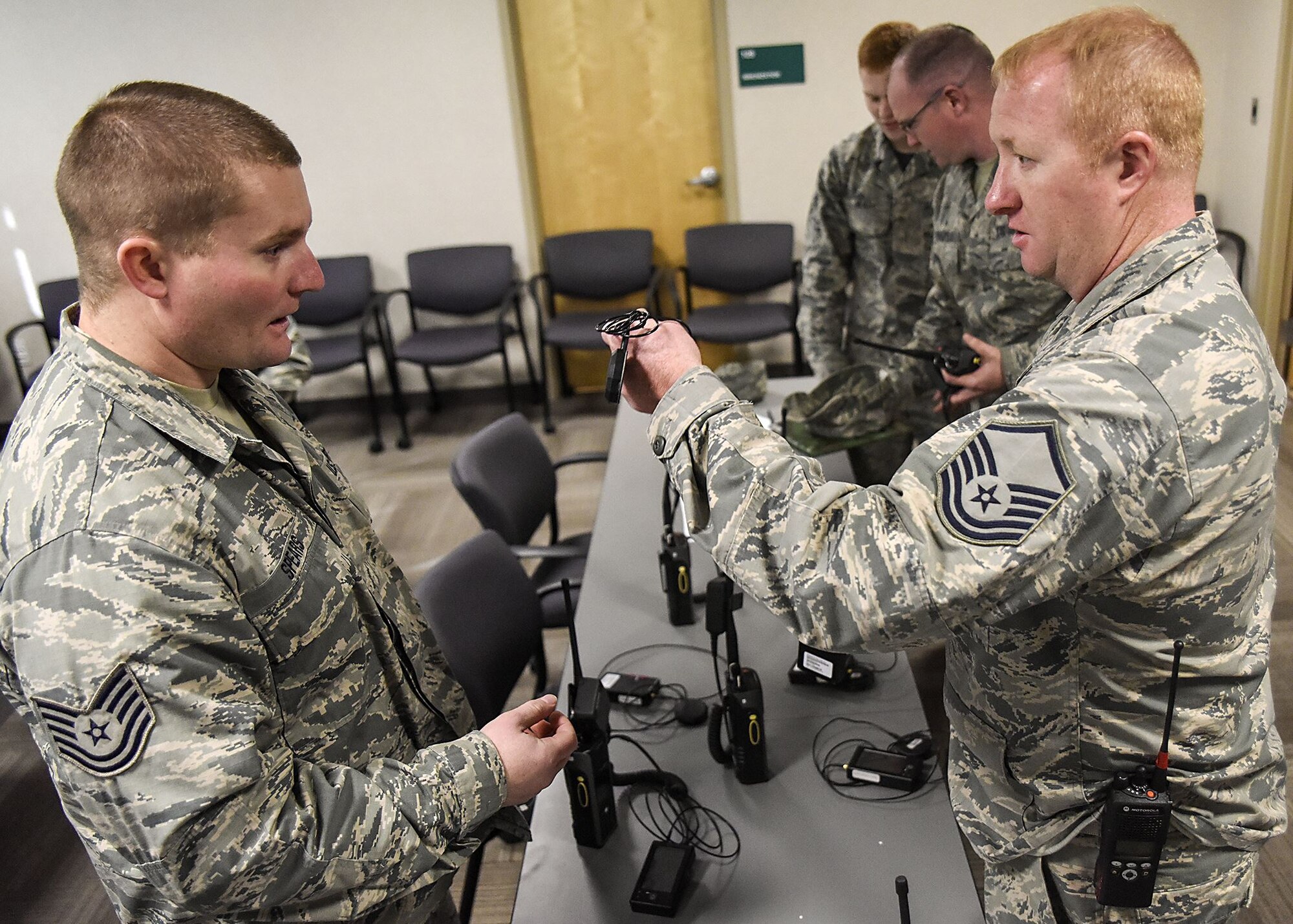 Spears, along with the other members of his cut team, practiced the proper procedures for chainsaw operations during a deployment to local areas affected by downed trees and powerlines. (U.S. Air National Guard photo by Senior Airman Kayla K. Edwards)