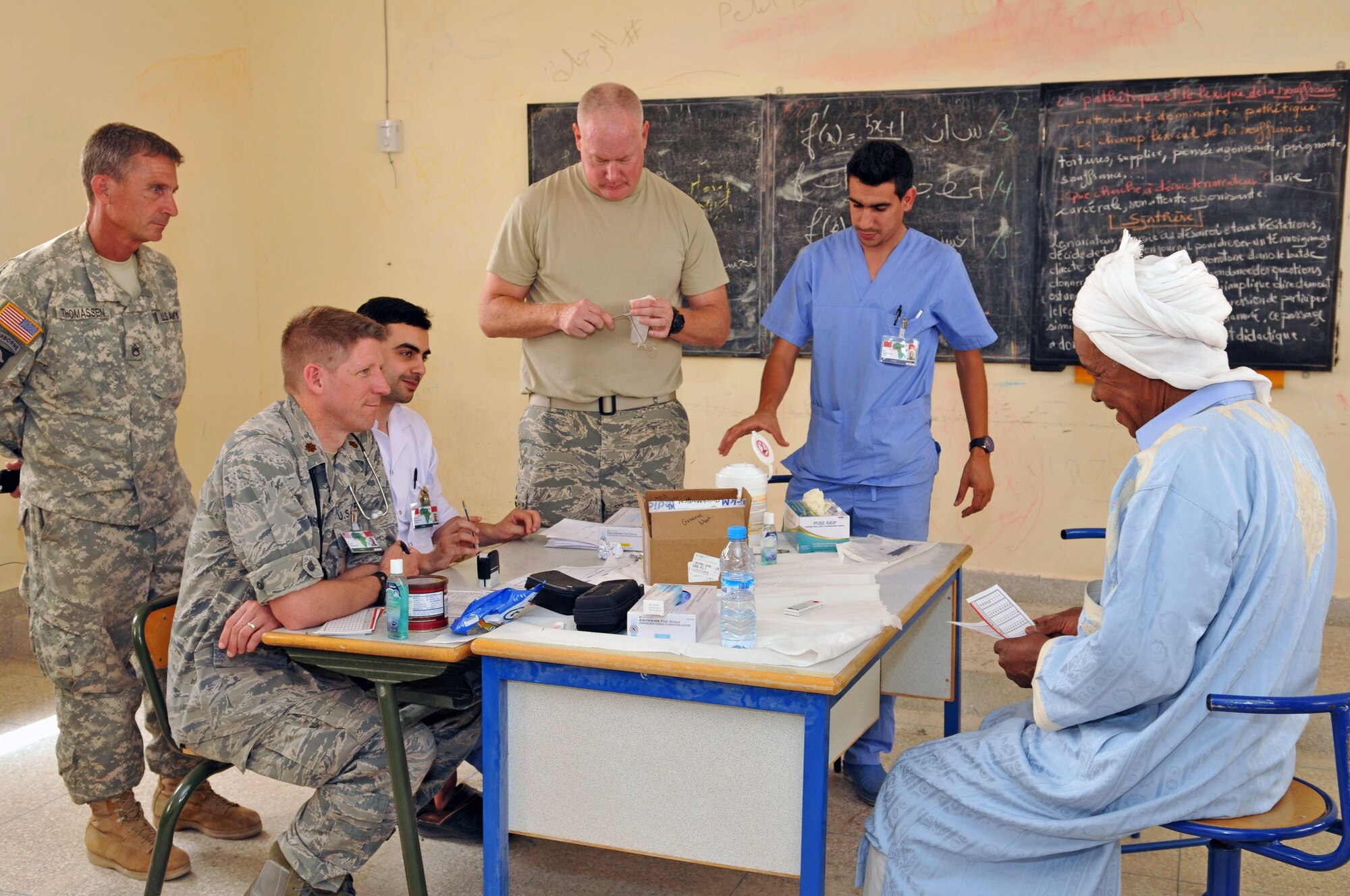 U.S. Air National Guard and Air Force Reserve personnel provide medical and dental care in conjunction with their Moroccan counterparts at Adis, Morocco, April 22, 2017. (U.S. Air National Guard photo by Tech. Sgt. Annie Edwards)