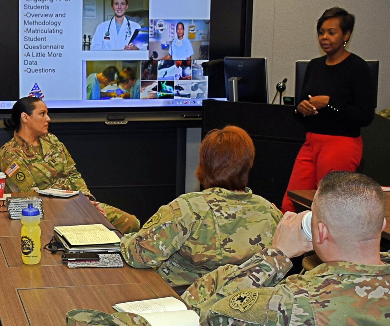 Nikki Newton, 5th Medical Recruiting Battalion education services specialist, instructs recruiters on managing a school recruiting program during the battalion’s 2017 Annual Training Conference held Dec. 12-14 at Joint Base San Antonio-Fort Sam Houston.