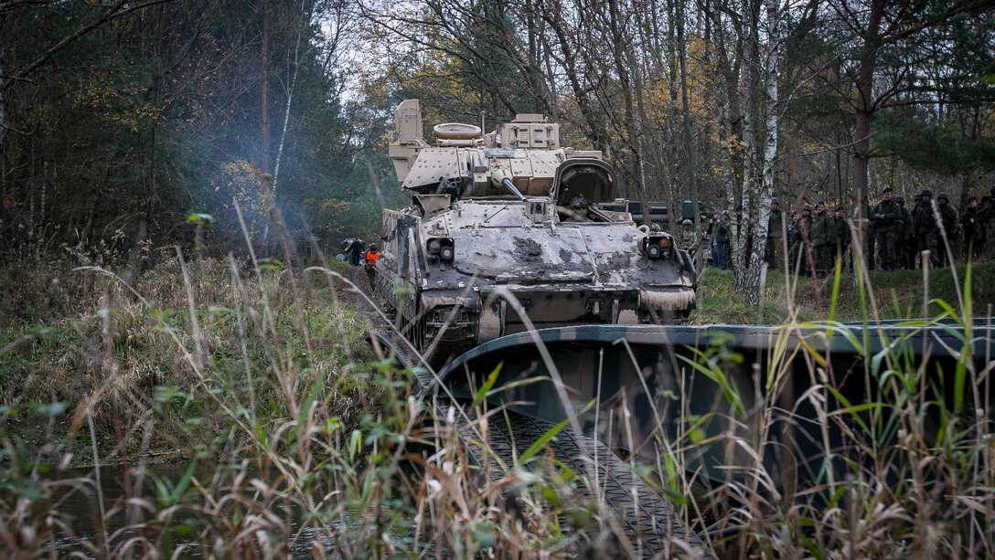 M-113 Armored Personnel Carrier across the Kwisa River in Poland