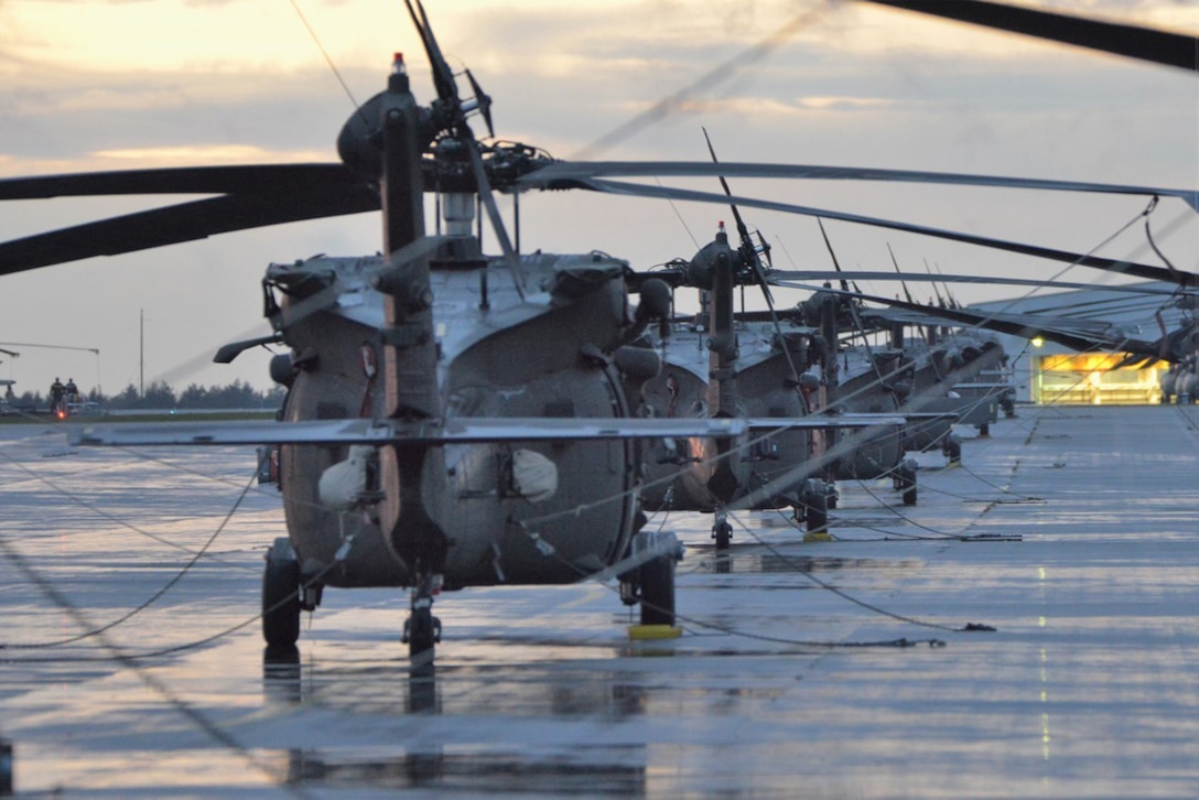 Black Hawk helicopters from the 2-227th Aviation Regiment, 1st Air Cavalry Brigade