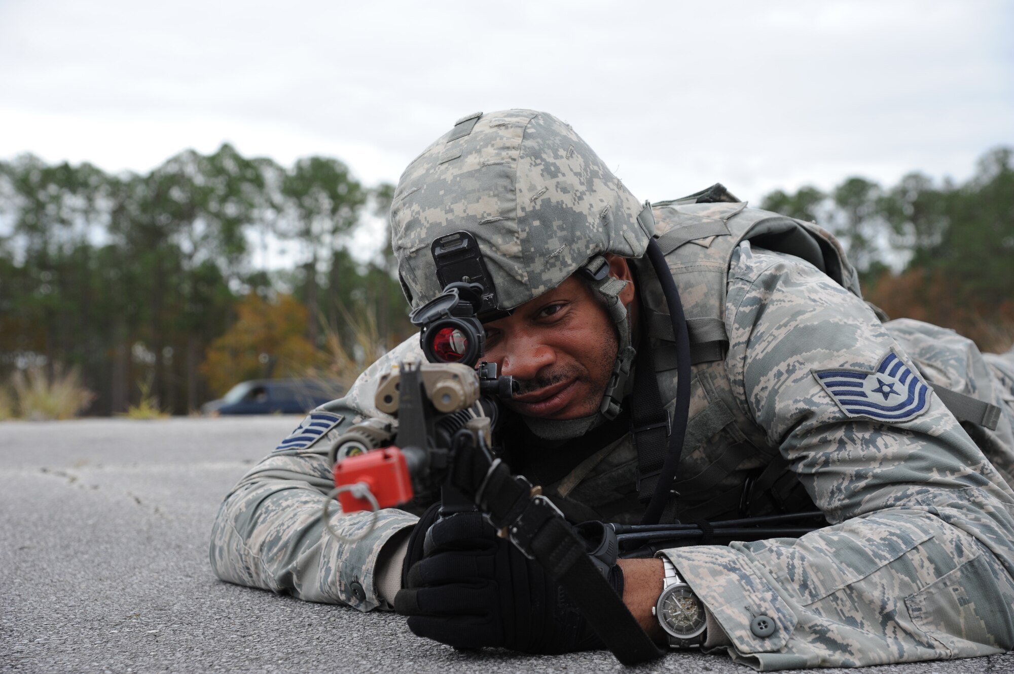 The 927th Security Force Squadron, MacDill Air Force Base, Florida participated in a week-long training exercise held at Camp Blanding Joint Training Center, Starke Florida, Jan. 9-13. The exercise included multiple scenarios that evaluated the defenders response to a variety of base threats. (U.S Air Force photo by Tech. Sgt. Peter Dean)