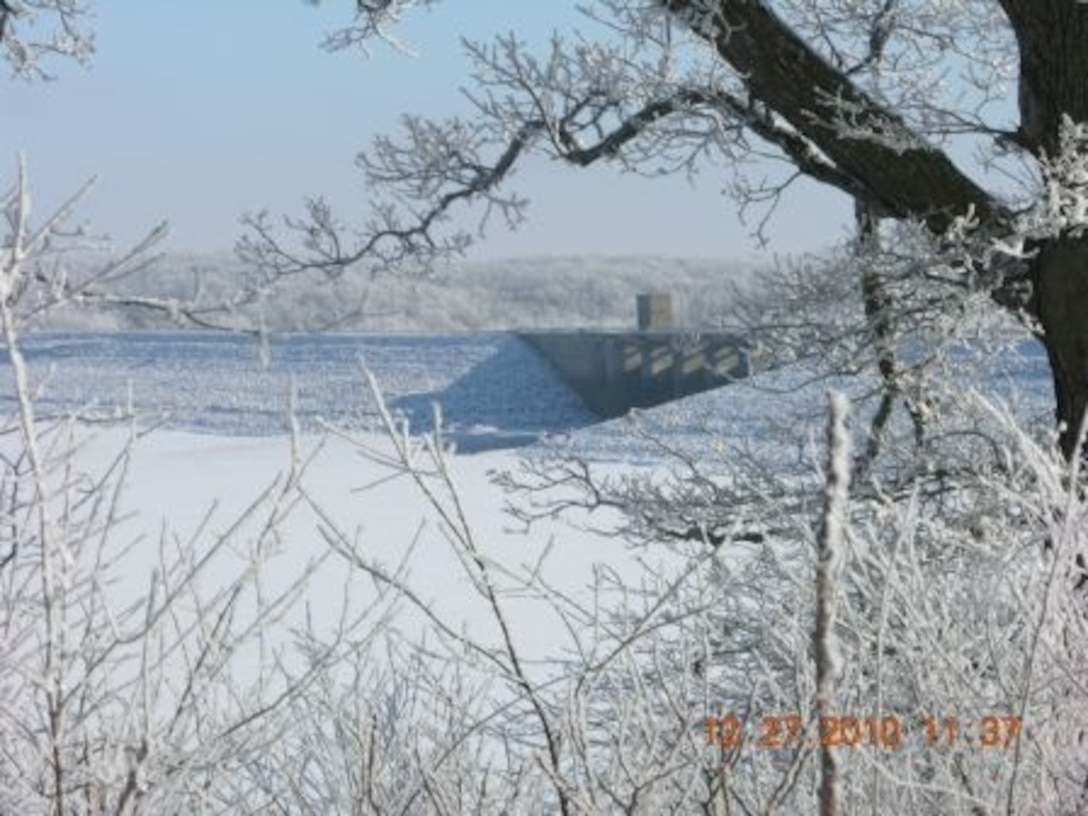Red Rock Dam in winter