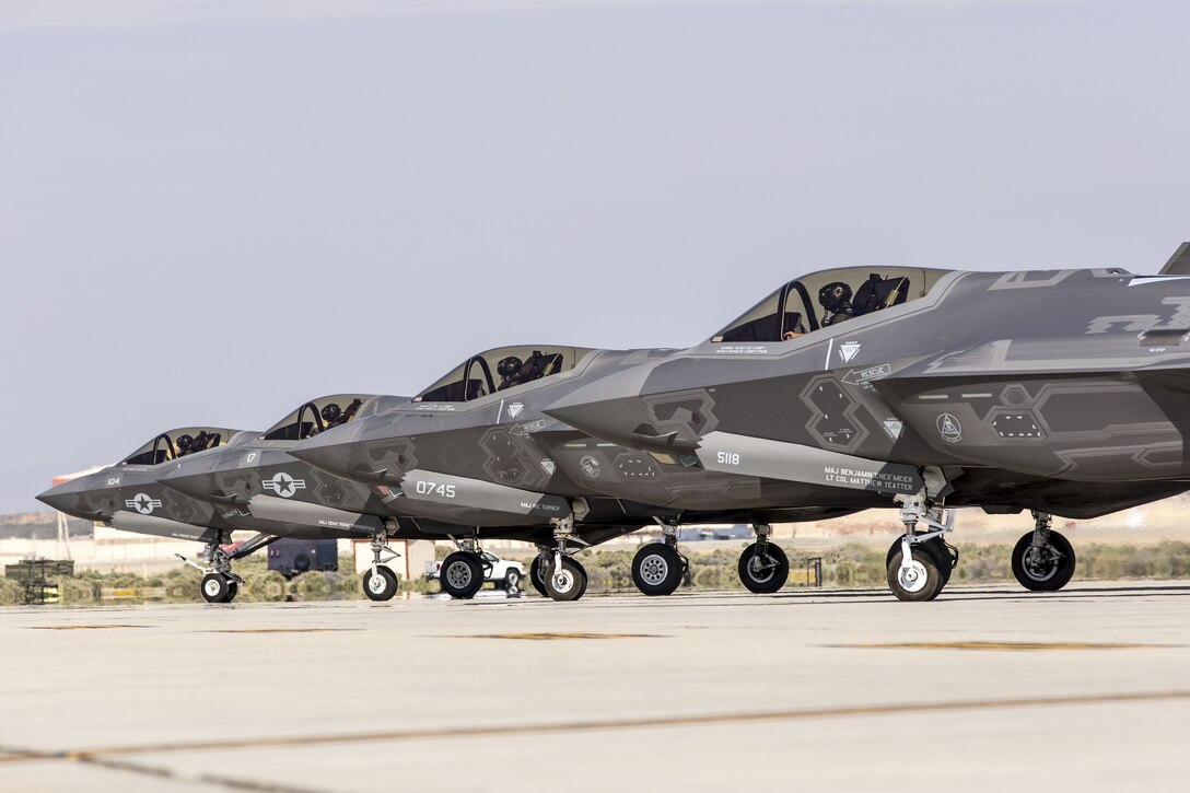 Developmental and operational testing of the F-35 Joint Strike Fighter (pictured) are just two of the many test programs Edwards AFB continues to oversee in the new year. The 412th Test Wing held the annual Back in the Saddle briefing Jan. 2 to remind the Edwards workforce to be safe as it enters a busy 2018. (Courtesy photo by Darin Russell/Lockheed Martin)