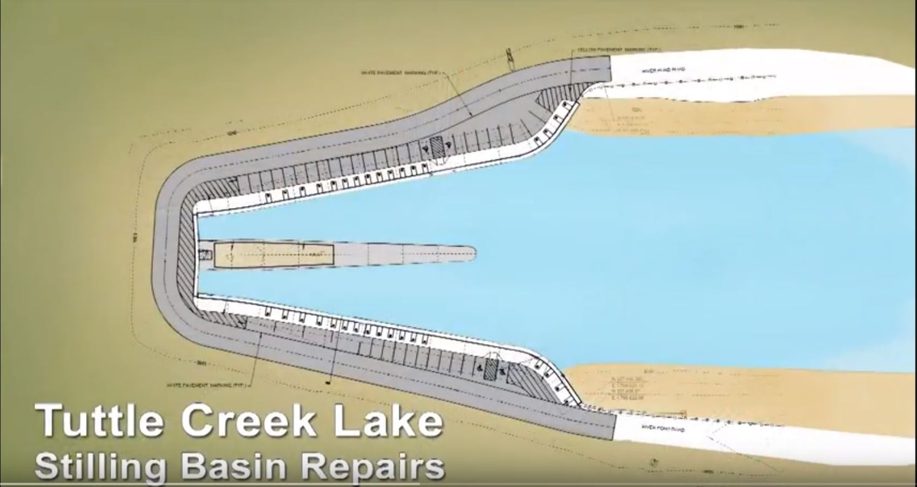 This graphic represents our most recent efforts to meet current dam safety requirements with the Stilling Basin Rehabilitation Construction Project at Tuttle Creek Dam in Manhattan, Kansas. The road over the dam will close on February 21, 2018 until repairs are complete. 