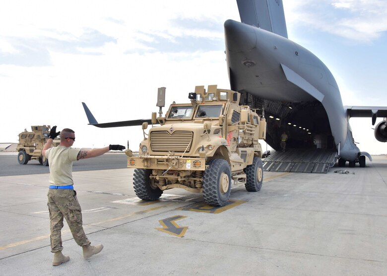 The process that the 386th Expeditionary Logistics Readiness Squadron goes through to send MRAP vehicles throughout the area of responsibility is designed to ensure the vehicle makes its destination and operates properly when it gets there.