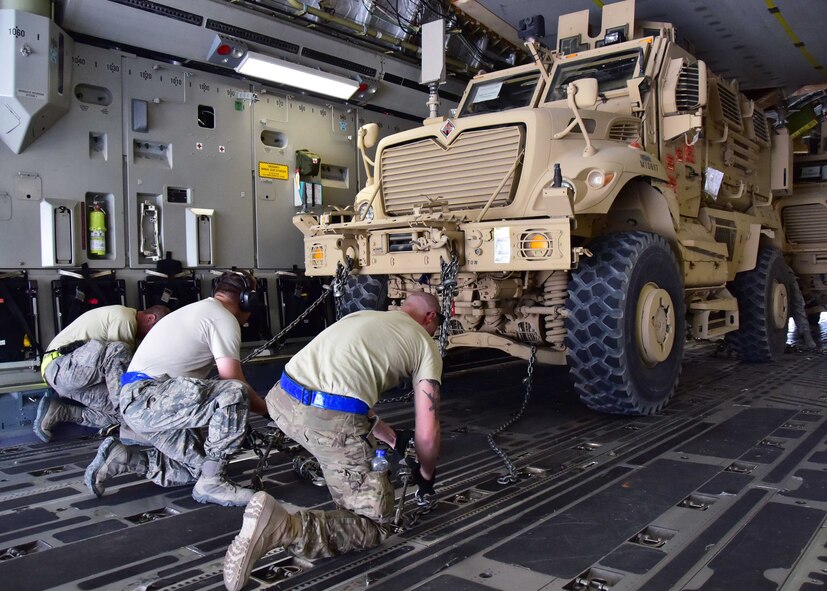 The process that the 386th Expeditionary Logistics Readiness Squadron goes through to send MRAP vehicles throughout the area of responsibility is designed to ensure the vehicle makes its destination and operates properly when it gets there.