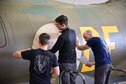 DAYTON, Ohio (12/06/2017) -- National Museum of the U.S. Air Force restoration crews continue the painting process on the Boeing B-17F Memphis Belle™. Plans call for the aircraft to be placed on permanent public display in the WWII Gallery here at the National Museum of the U.S. Air Force on May 17, 2018. (U.S. Air Force photo by Ken LaRock)