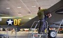 DAYTON, Ohio (12/28/2017) -- National Museum of the U.S. Air Force restoration crews install the flight control surfaces on the Boeing B-17F Memphis Belle™. Plans call for the aircraft to be placed on permanent public display in the WWII Gallery here at the National Museum of the U.S. Air Force on May 17, 2018. (U.S. Air Force photo by Ken LaRock)