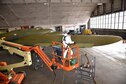 DAYTON, Ohio (12/28/2017) -- National Museum of the U.S. Air Force restoration specialist Casey Simmons paints the control surfaces on the Boeing B-17F Memphis Belle™. Plans call for the aircraft to be placed on permanent public display in the WWII Gallery here at the National Museum of the U.S. Air Force on May 17, 2018. (U.S. Air Force photo by Ken LaRock)