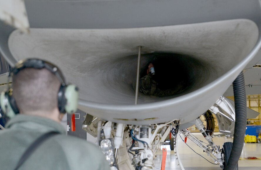 The spray is used to simulate icing in the intake and prompts a warning message in the cockpit.