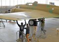 DAYTON, Ohio (01/04/2018) -- National Museum of the U.S. Air Force restoration crews installing the final control surfaces on the Boeing B-17F Memphis Belle™. Plans call for the aircraft to be placed on permanent public display in the WWII Gallery here at the National Museum of the U.S. Air Force on May 17, 2018. (U.S. Air Force photo by Don Popp)