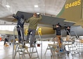 DAYTON, Ohio (01/04/2018) -- National Museum of the U.S. Air Force restoration crews installing the final control surfaces on the Boeing B-17F Memphis Belle™. Plans call for the aircraft to be placed on permanent public display in the WWII Gallery here at the National Museum of the U.S. Air Force on May 17, 2018. (U.S. Air Force photo by Don Popp)