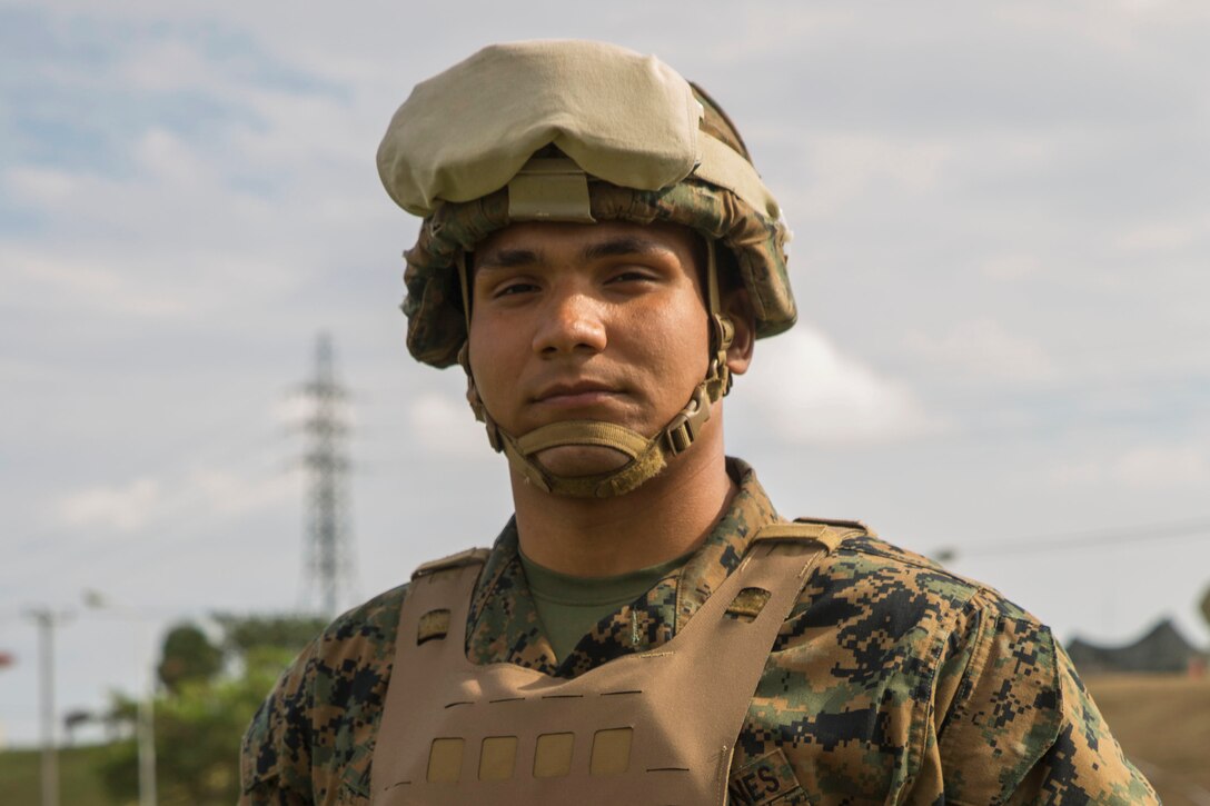A Marine poses for a picture in Okinawa, Japan.